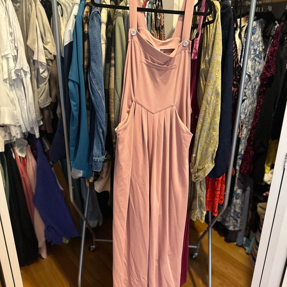 HALARA Pink Sleeveless Halter Jumpsuit Casual